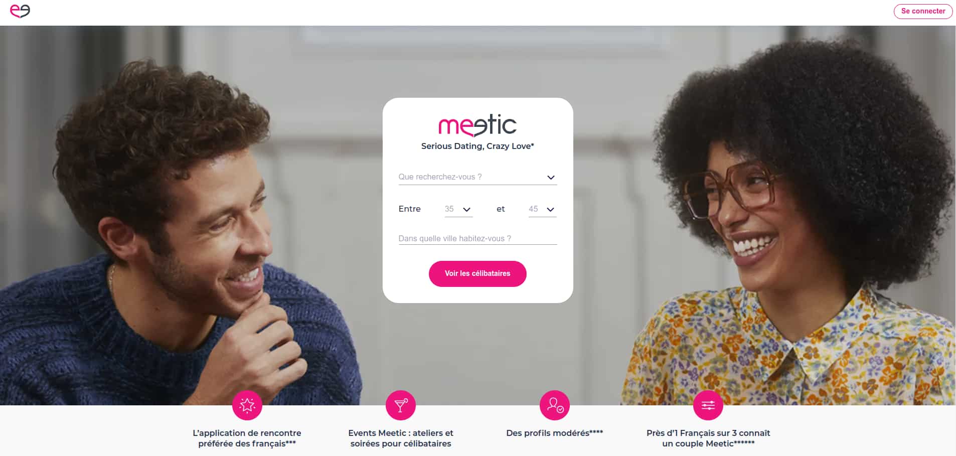 Meetic France, page d'accueil
